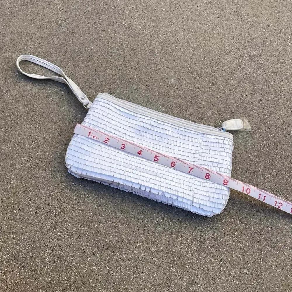 Sharif Designed in New York Y2K White Sequin Wristlet Clutch
